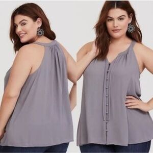 TORRID Size 1 Harper Tank Gray Button Up Sleeveless Top